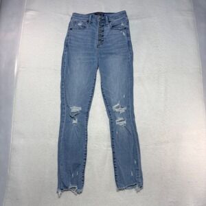Abercrombie & Fitch Curve Love High Rise Super Skinny Ankle Jeans 25 0S Blue Dis